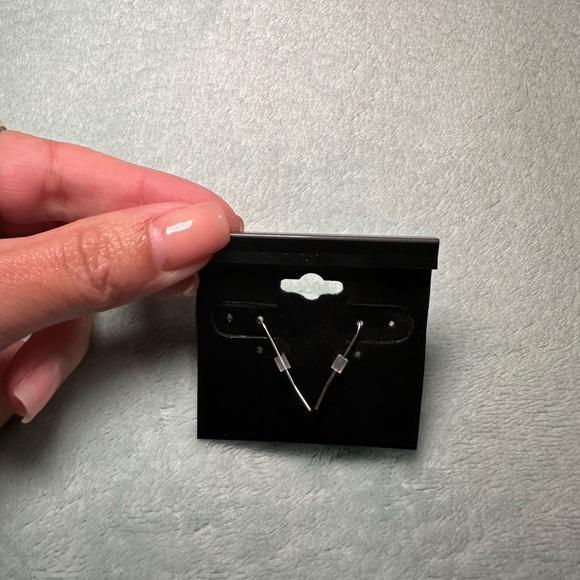 Clear Stone with Silver Drop Earrings - Picture 2 of 2